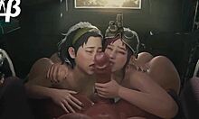 Vášnivý trojka s dvěma sexy dívkami v 3D hentai videu