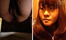 Asiatiska tonåringar får sin vackra fitta täckt av urin på toaletten